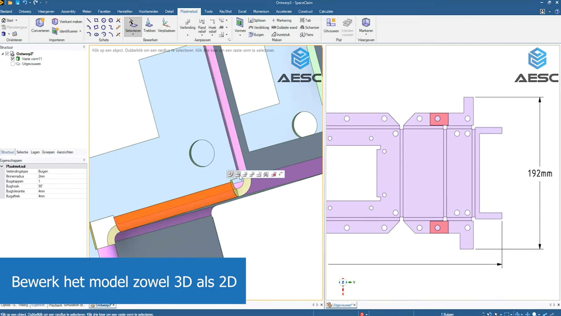 Bewerk het model 3D als 2D