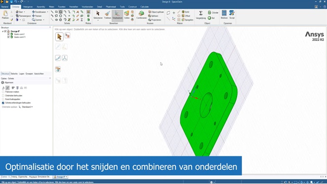 Optimalisatie door snijden en combineren van onderdelen in SpaceClaim