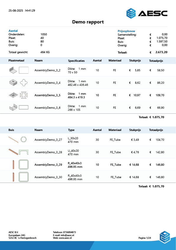Voorbeeld rapport Calculate